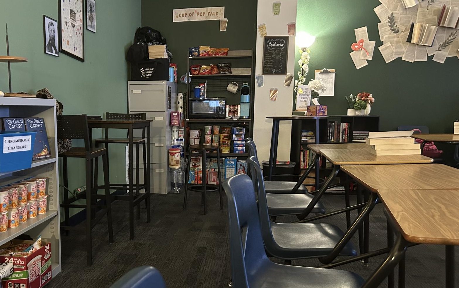 Empty student desks 