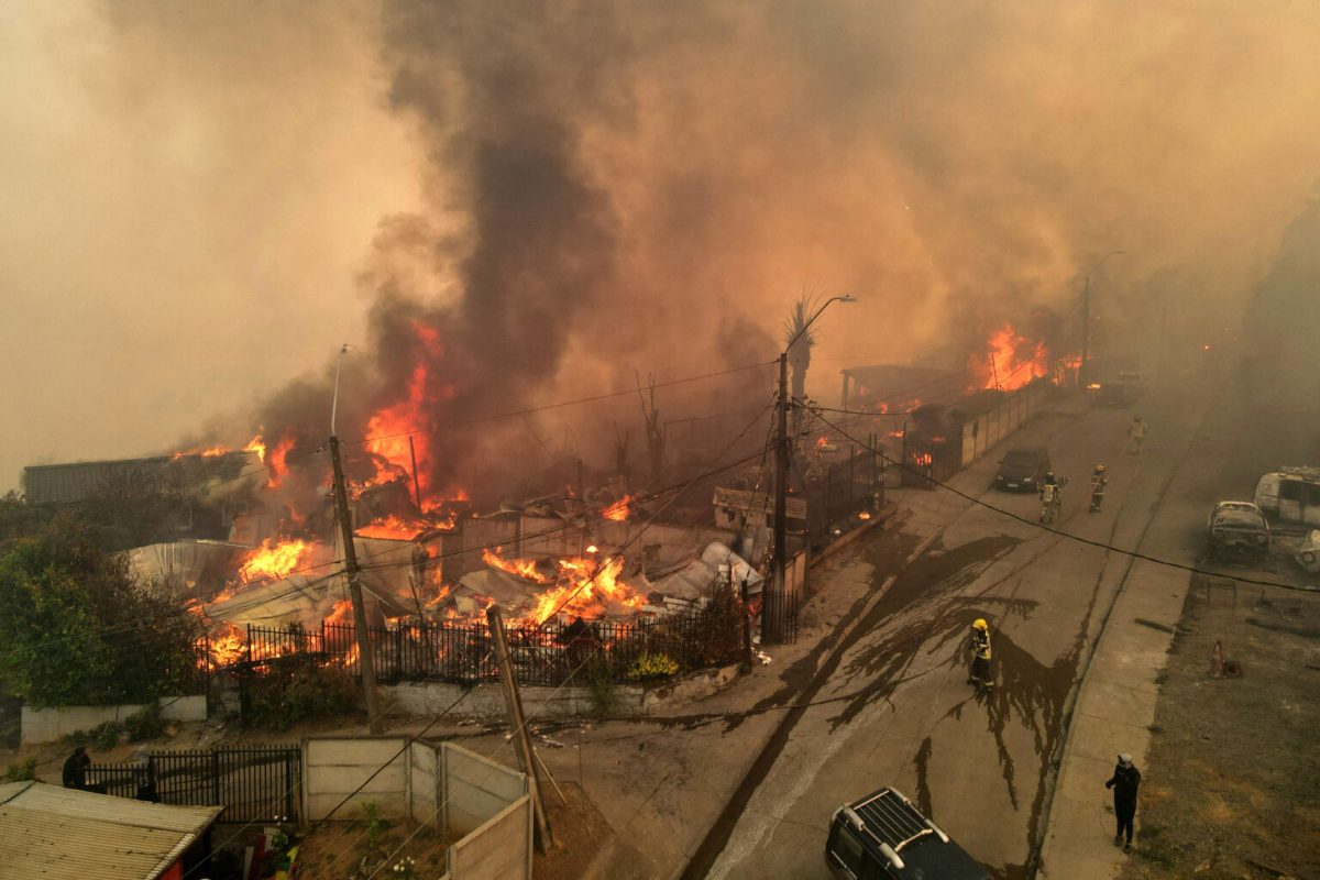 Fire and smoke devastating the area