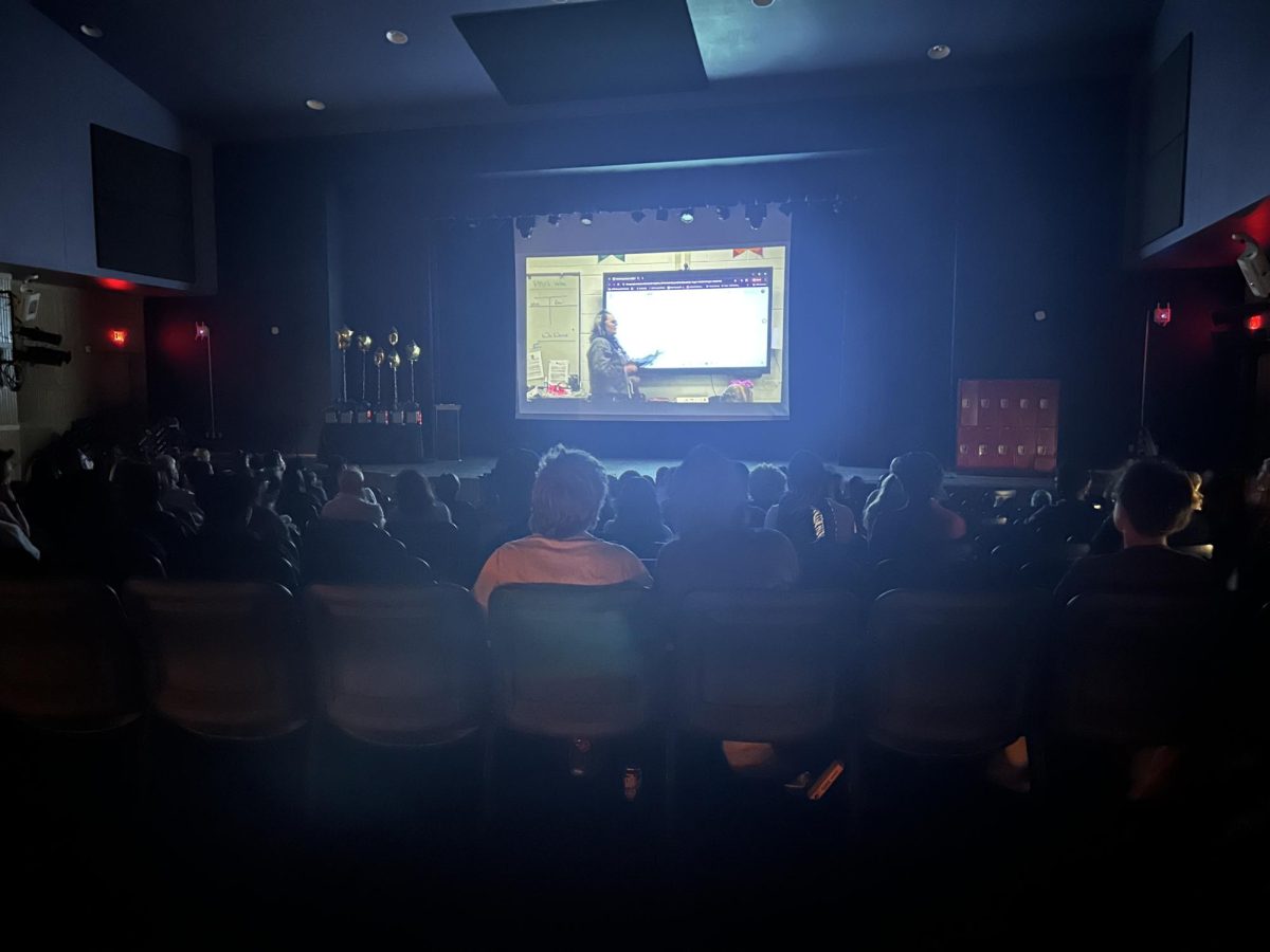 Inside the Film Fest, showcasing one of the student-made short films.